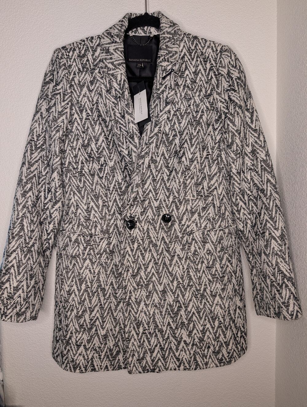 Banana Republic NWT Women's Chevron Jacquard Coat XS Preppy Chic Soft MSRP 248